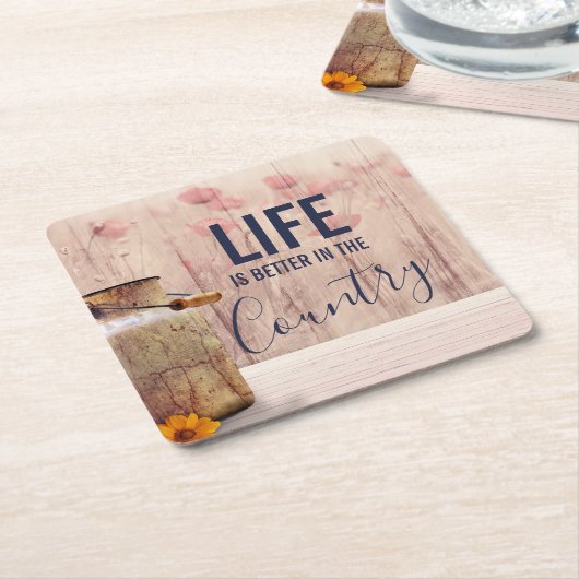 ミルク缶と国の引用文で生活が良い スクエアペーパーコースター (アングル)