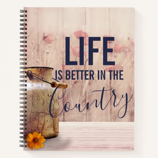 ミルク缶と国の引用文で生活が良い ノートブック (正面)