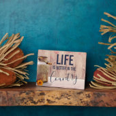 ミルク缶と国の引用文で生活が良い フォトプラーク (側面)