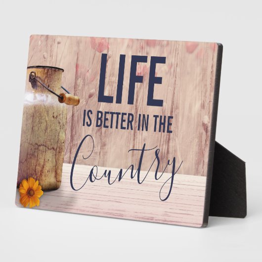 ミルク缶と国の引用文で生活が良い フォトプラーク (側面)