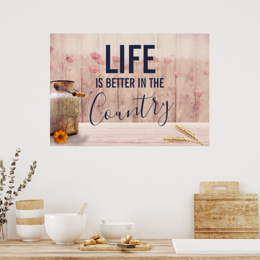 ミルク缶と国の引用文で生活が良い ポスター (キッチン)