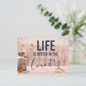 ミルク缶と国の引用文で生活が良い ポストカード (スタンド正面)