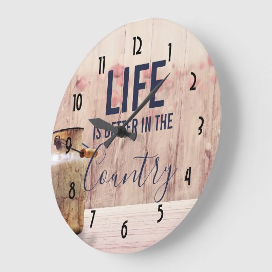 ミルク缶と国の引用文で生活が良い ラージ壁時計 (傾斜)
