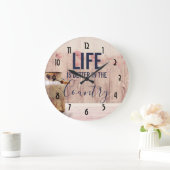 ミルク缶と国の引用文で生活が良い ラージ壁時計 (ホーム)