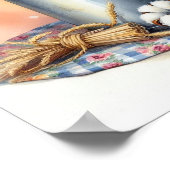 ミルク缶に綿の花束4 ポスター (角)