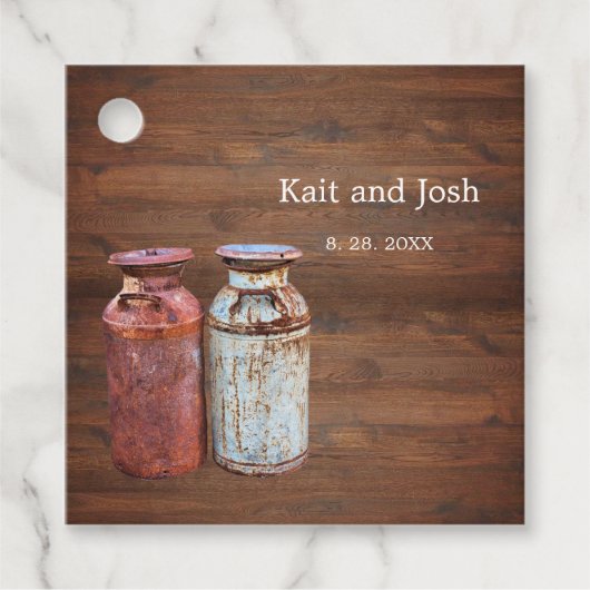 ミルク缶カントリーウェディング素朴オールドファーム予算 フェイバータグ (正面)