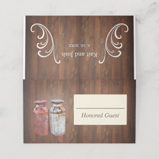 ミルク缶カントリーウェディング素朴オールドファーム予算 プレイスカード (外部開封)