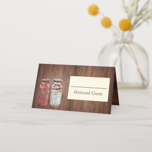 ミルク缶カントリーウェディング素朴オールドファーム予算 プレイスカード (正面)