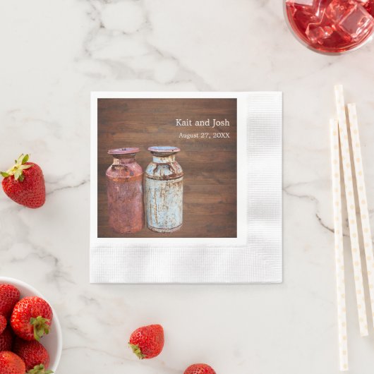 ミルク缶カントリーウェディング素朴オールドファーム予算 縁ありカクテルナプキン (インサイチュ)