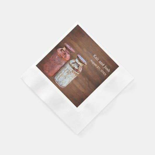 ミルク缶カントリーウェディング素朴オールドファーム予算 縁ありカクテルナプキン (角)