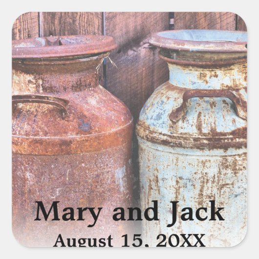 ミルク缶カントリーウェディング ラスティック オールドファーム 予算 スクエアシール (正面)