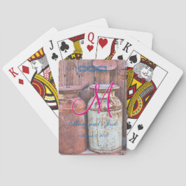 ミルク缶ヴィンテージ金属素朴アンティークモノグラム トランプ