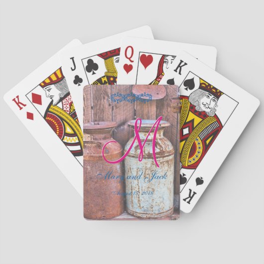 ミルク缶ヴィンテージ金属素朴アンティークモノグラム トランプ (裏面)