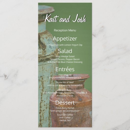 ミルク缶ヴィンテージ金属素朴アンティークモノグラム メニュー (正面)