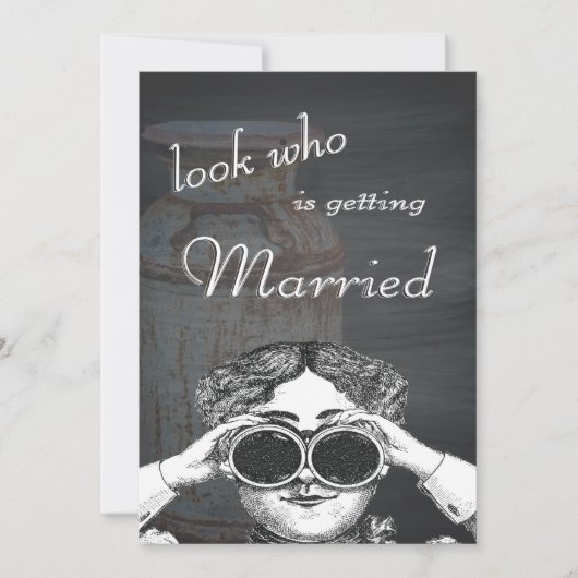 ミルク缶ヴィンテージ金属素朴アンティークモノグラム 招待状 (正面)