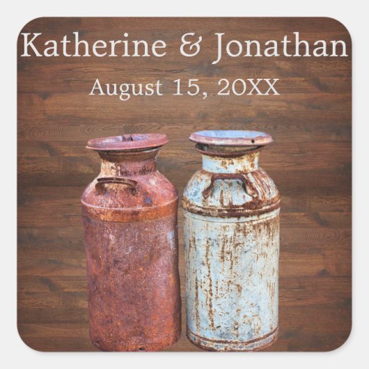 ミルク缶 カントリーウェディング ラスティック オールドファーム 格安 スクエアシール (正面)