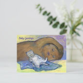 ミルク飲ベビーあいさつカスタムき猫はがき ポストカード (スタンド正面)