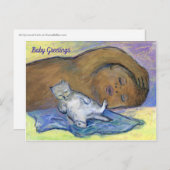 ミルク飲ベビーあいさつカスタムき猫はがき ポストカード (正面/裏面)