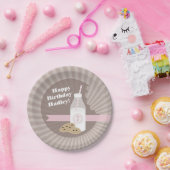 ミルク + クッキーの誕生日-チョコレートチップスのピンク ペーパープレート (パーティー)