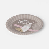 ミルク + クッキーの誕生日-チョコレートチップスのピンク ペーパープレート (アングル)