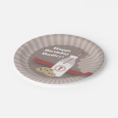 ミルク + クッキーの誕生日-チョコレートチップスの赤 ペーパープレート (アングル)