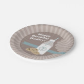 ミルク + クッキーの誕生日-チョコレートチップスの青 ペーパープレート (アングル)