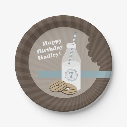 ミルク + クッキーの誕生日-青 ペーパープレート (正面)