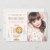 ミルク&クッキーガールピンクセカンド誕生日 招待状 (正面)