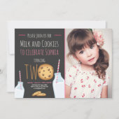 ミルク&クッキーガールピンクセカンド誕生日 招待状 (正面)