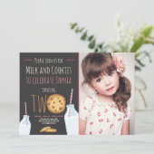 ミルク&クッキーガールピンクセカンド誕生日 招待状 (スタンド正面)