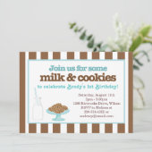 ミルク＆クッキーパーティー（アクア/ブラウン） 招待状 (スタンド正面)
