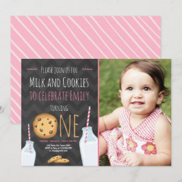 ミルク&クッキーファースト誕生日招待状ガール 招待状