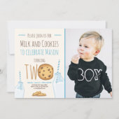 ミルク&クッキーボーイブルーセカンド誕生日 招待状 (正面)