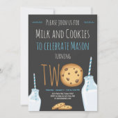 ミルク&クッキーボーイブルーセカンド誕生日 招待状 (正面)