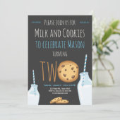 ミルク&クッキーボーイブルーセカンド誕生日 招待状 (スタンド正面)