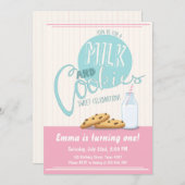 ミルク·クッキー招待状誕生パーティー招待状 招待状 (正面/裏面)