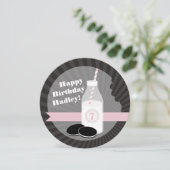 ミルク&クッキー誕生日チョコレートラウンドピンク 招待状 (スタンド正面)