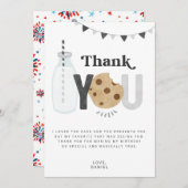 ミルク&クッキー誕生日パーティーサンキューカード 招待状 (正面/裏面)