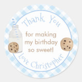 ミルク&クッキー誕生日パーティー男の子ありがとう ラウンドシール (正面)