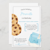 ミルク&クッキー誕生日招待状 招待状 (正面/裏面)