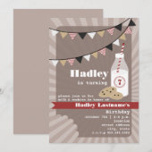 ミルク&クッキー誕生日 – チョコレートチップ 招待状 (正面/裏面)