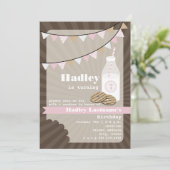 ミルク&クッキー誕生日-フッジ&ピストライプのンク 招待状 (スタンド正面)