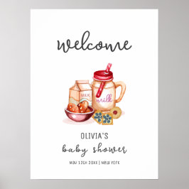 ミルク&クッキー赤ちゃん男女兼用シャワーへようこそ ポスター