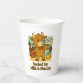ミルク&筋肉で燃料 – ブリオおもしろい紙カップ 紙コップ (正面)