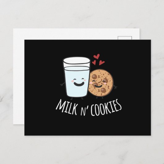 ミルクNクッキーかわいいかわいいフードカップルのマッチング ポストカード (正面/裏面)
