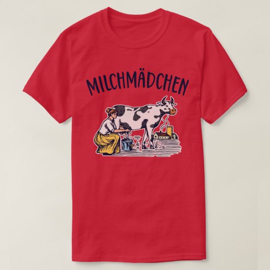ミルチムädchen ミルク屋 レトロ tシャツ (デザイン正面)