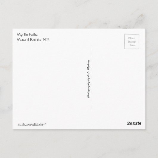 ミルテは(レーニア山N.P.)落ちます文字と ポストカード (裏面)
