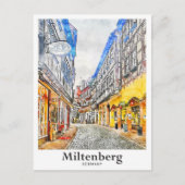 ミルテンベルグドイツ旅行水の色の手描き ポストカード (正面)