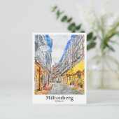 ミルテンベルグドイツ旅行水の色の手描き ポストカード (スタンド正面)