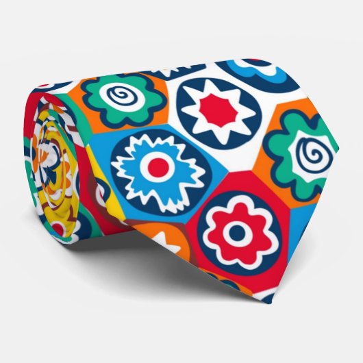 ミルフィオリパターン(の模様が)あるネックタイ ネクタイ (ロール)